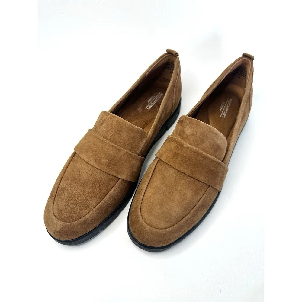 Rockport truTECH Women's Loafers Size 8.5 M Tan Brown Suede Slip On Comfort Shoe